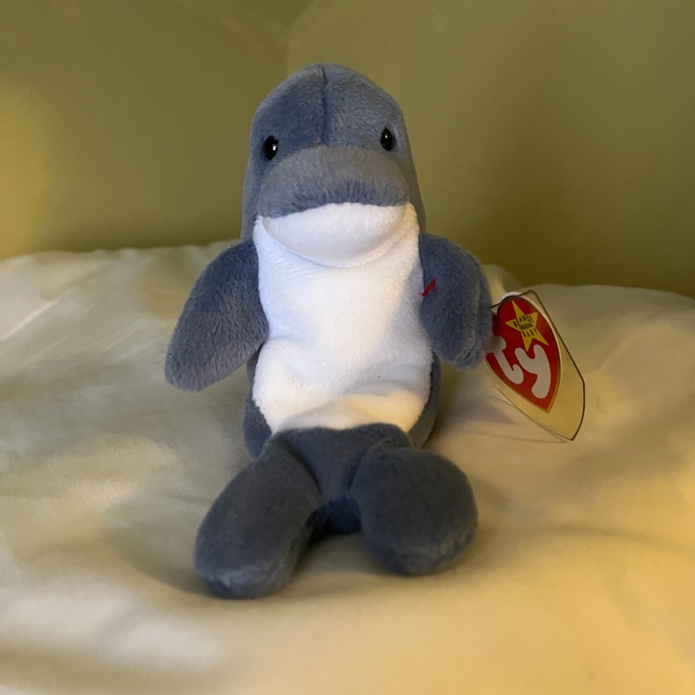 TY “ECHO” Dolphin Beanie Baby- Gray and White